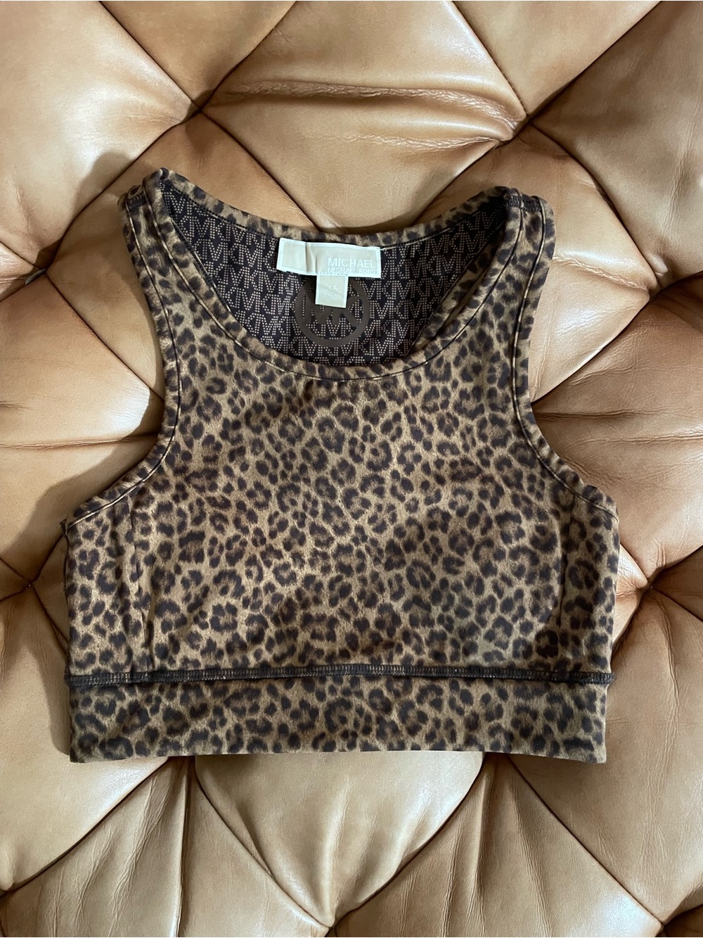 Michael Kors leopard racer back sports bra